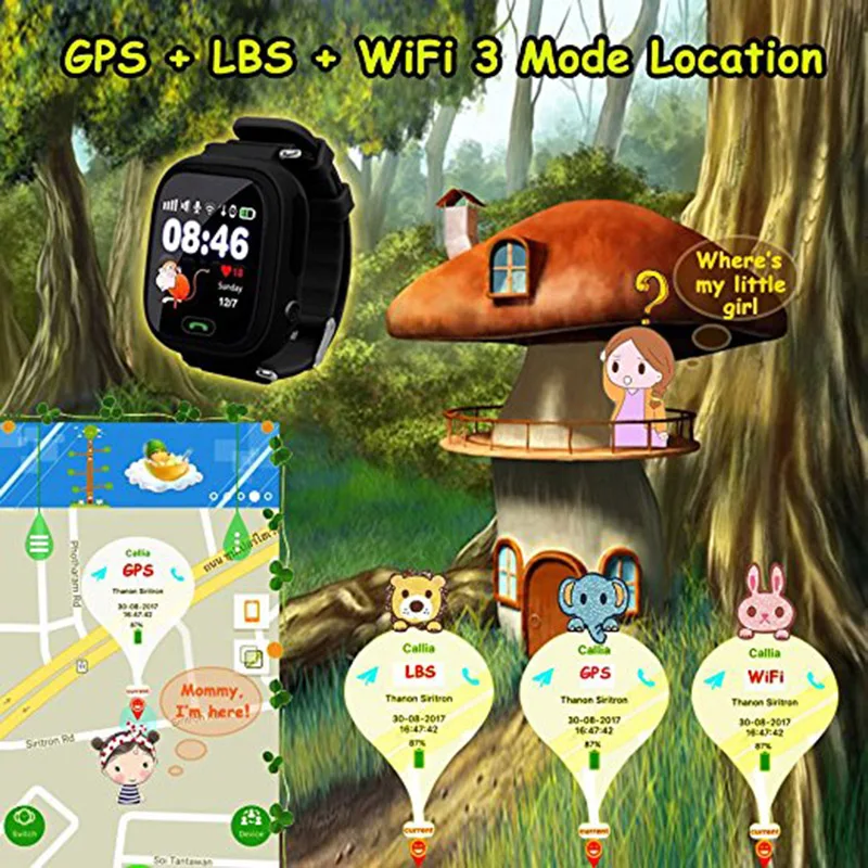 Q90 gps малыш Смарт часы Baby анти потерянный местоположение трекер SOS телефон Фитнес