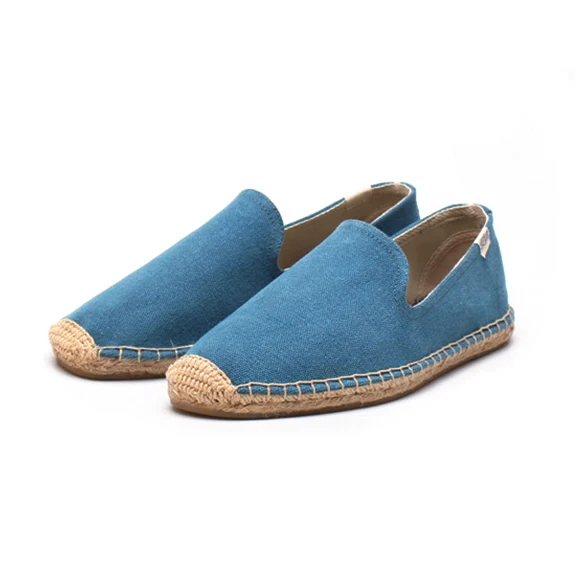 Solid blue color Men canvas espadrilles, fall caucal flat espadrilles ...