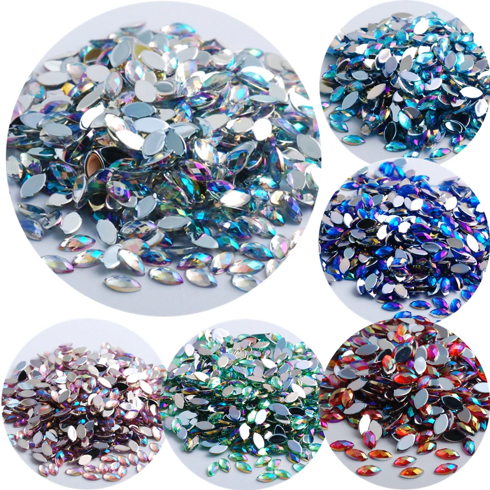 Cola em Flatback Bolsa Atacado 4x8mm Cristal ab Acrílico Cavalo Olho Forma Strass Glitter Colorido 10000 Pçs –