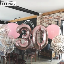 Ballons numérotés en Aluminium, rose, or, argent, 1 pièce, 32 pouces, décor de fête de fiançailles, mariage, anniversaire 0-9, fournitures de ballons pour enfants