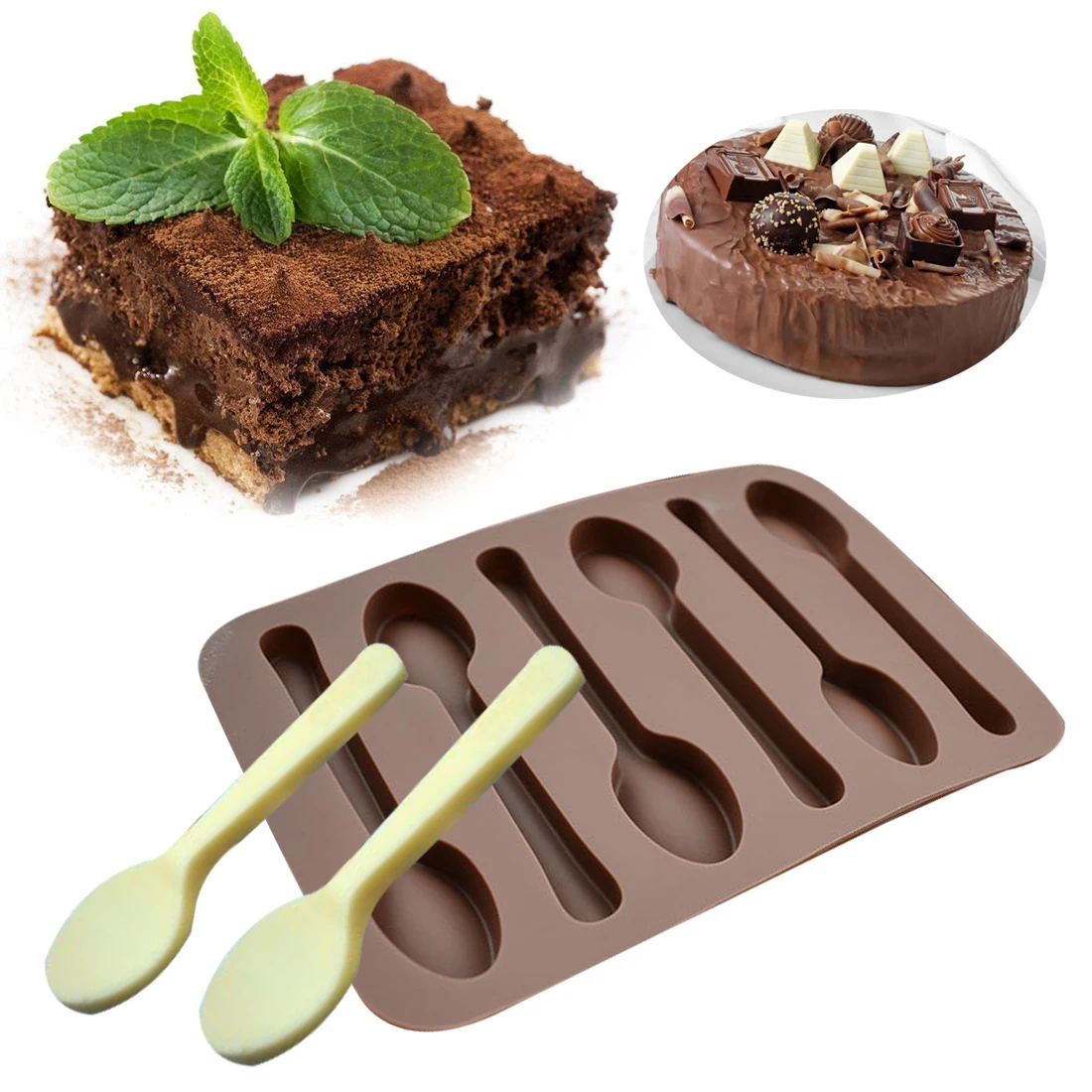 

Chocolate Mold 1PC 6 Holes Spoon Shape Silicone Cake Molds Kitchen DIY Candy Chocolate Soap Stencils Pastry Tools Baking Pan