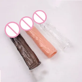 Silicone Reusable Condoms Extend Soft Dick Ring Male Penis Extension Sleeves Sex Toys for Man 4