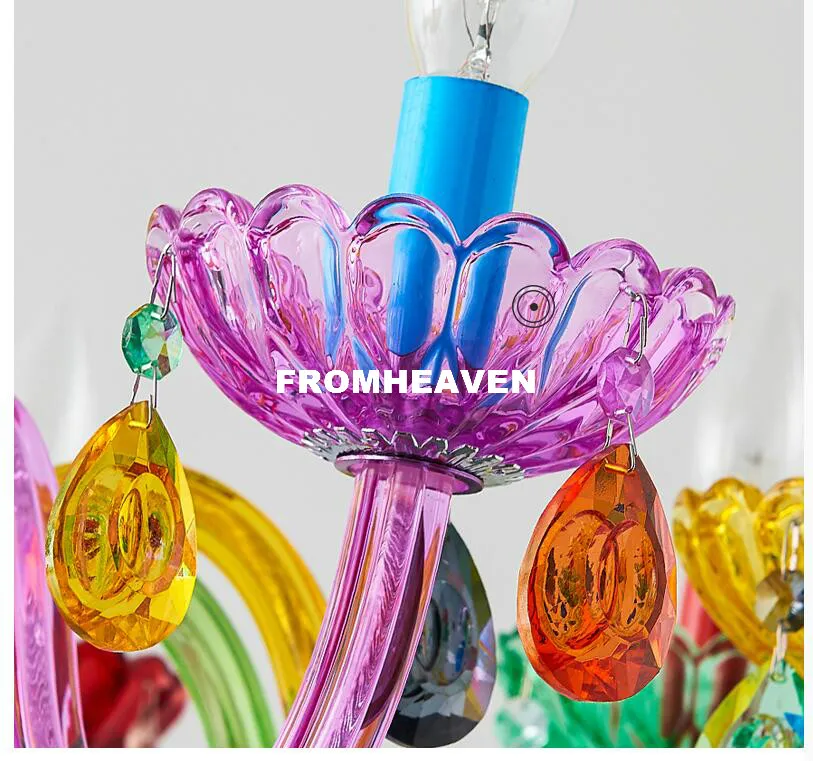 Free Shipping Makaron Colorful Crystal Chandelier Hanging Lights Crystal Decora Lighting AC Guaranteed 100% Crystal Pendant Lamp flower chandelier