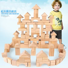 Деревянные детские ворсовые 100 бочек из дерева Зеленые строительные Игрушки для раннего образования блоки