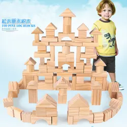 Деревянный детей до кучи 100 бочках из дерева зеленый строительный игрушки раннее образование блоки
