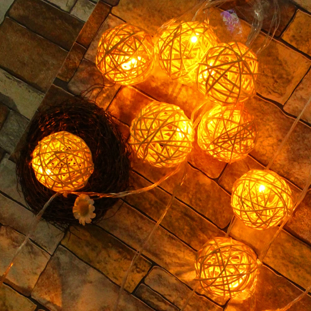 20leds rattan balls 5m Led christmas lights indoor garland festival