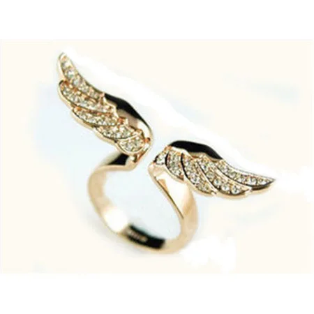 

H:HYDE Adjustable angel wings ring Micro pave zircon gold-color rings for women fashion jewelry wholesale female gifts
