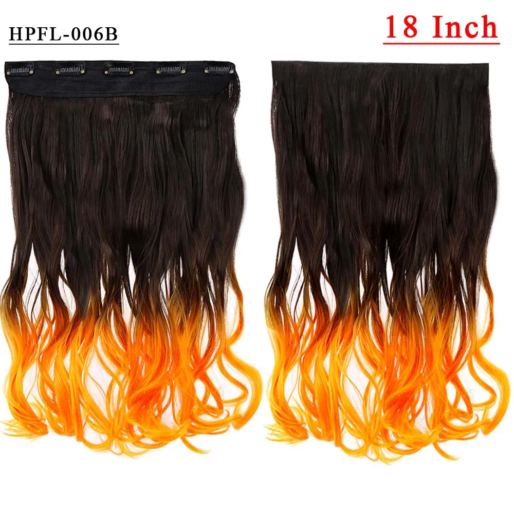 18 дюймов, синтетические волосы с эффектом омбре на 5 клипсах для наращивания, темные корни, волнистые волосы для девочек, детей, женщин, высокотемпературное волокно - Цвет: HPFL-006B