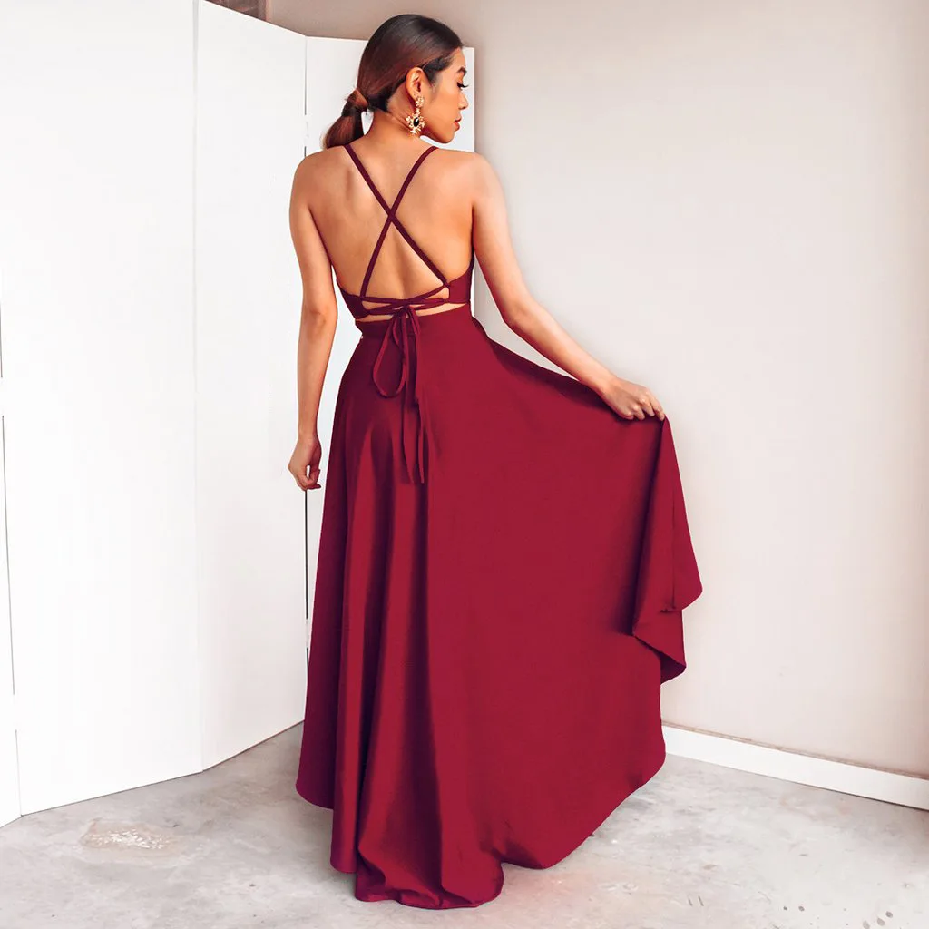 2018 Rosso scuro Della Signora boho maxi club vestito rosso Marsala Vestito  Sexy Delle Donne Dell'abito di Sfera Del Partito Fata Madrina Abiti  LaVestido de Baile _ - AliExpress Mobile