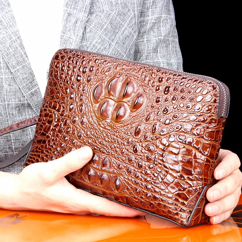 

High Quality Real 100% Thailand Crocodile Leather Men Long Wallet Noble Luxury Vintage Handbag Business Envelope Bag Unisex 2018