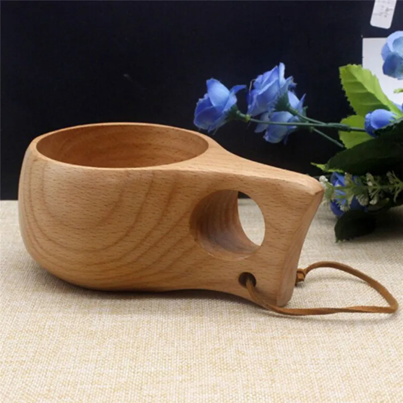 

Handmade Beech Wooden Cups Nordic Style Traditional Outdoor Wood Wine Cups Elephant Single Hole Double Hole Coffee Tea Cups