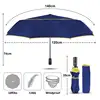 Parapluie Double automatique de 120CM pour femmes et hommes, grand format, résistant au vent, à 3 plis, pour voyage, famille, affaires, voiture ► Photo 2/6