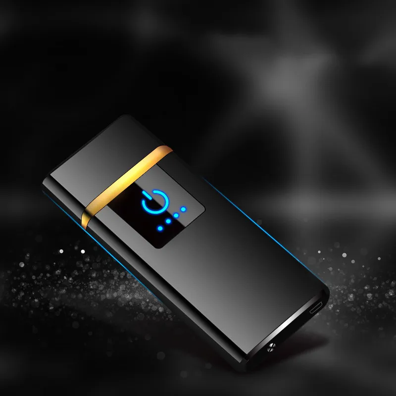 

Electric Lighters Smoking Accessories With USB Rechargeable Fingerprint Power Display Lighter