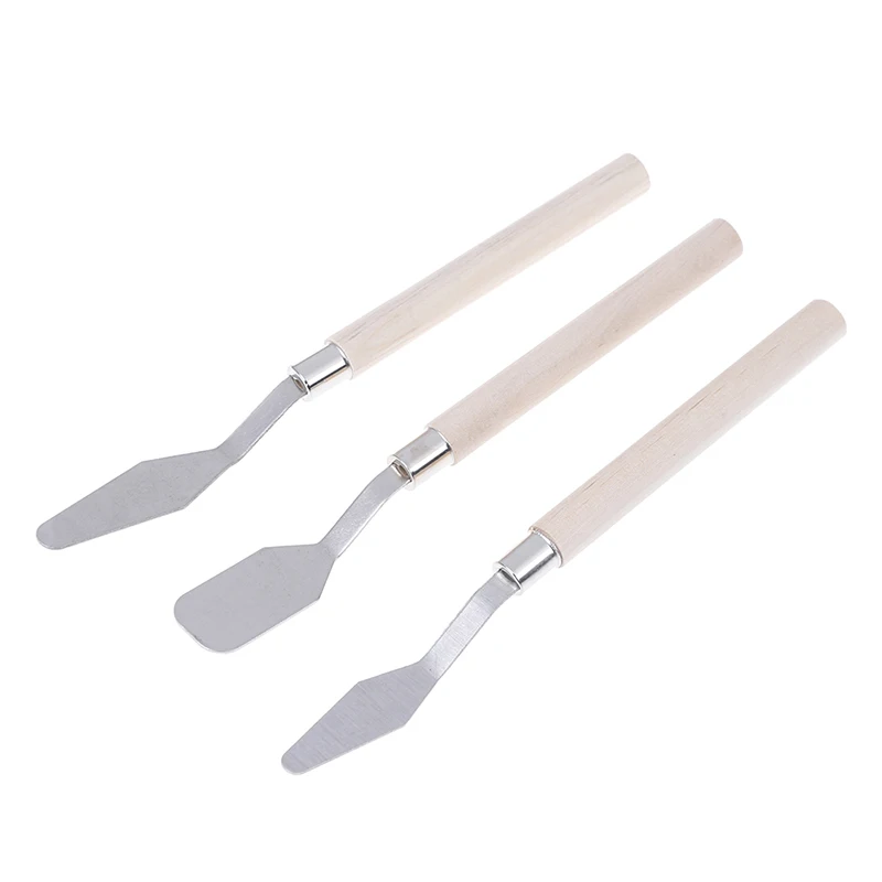 3Pcs/lot Knife Stainless Steel Paint Brush Wooden Handel For Oil Watercolor Painting Scraper Oil Palette Knife Art Office Supply