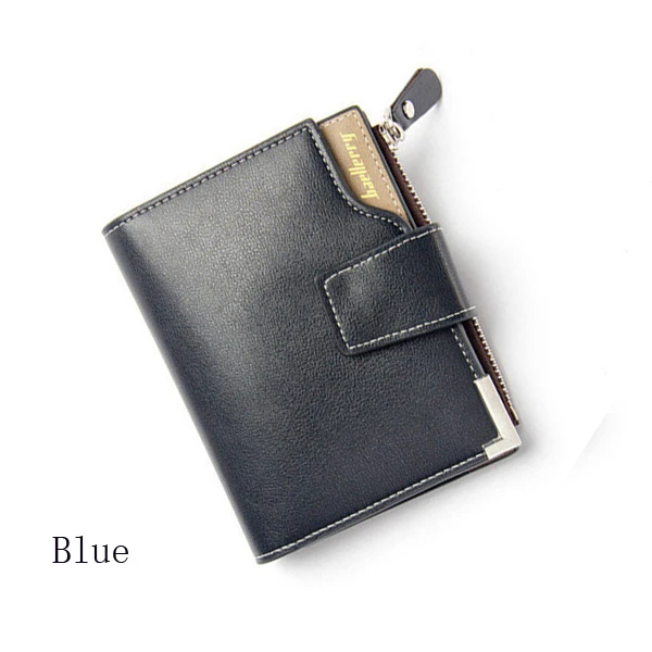 Новинка, Короткие Бумажники Baellerry из натуральной кожи+ ПУ, мужские бумажники, двойные бумажники, мужской держатель для карт, портмоне, карманы на молнии - Цвет: Blue