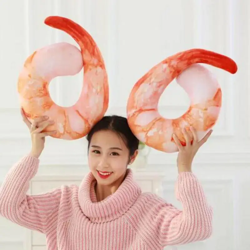 

New 1pc 40cm Creative Plush Peeled Prawns Stuffed Animals Plush Toys U Neckpillow Shrimp Cushion Pillow Kids Toys Birthday Gift