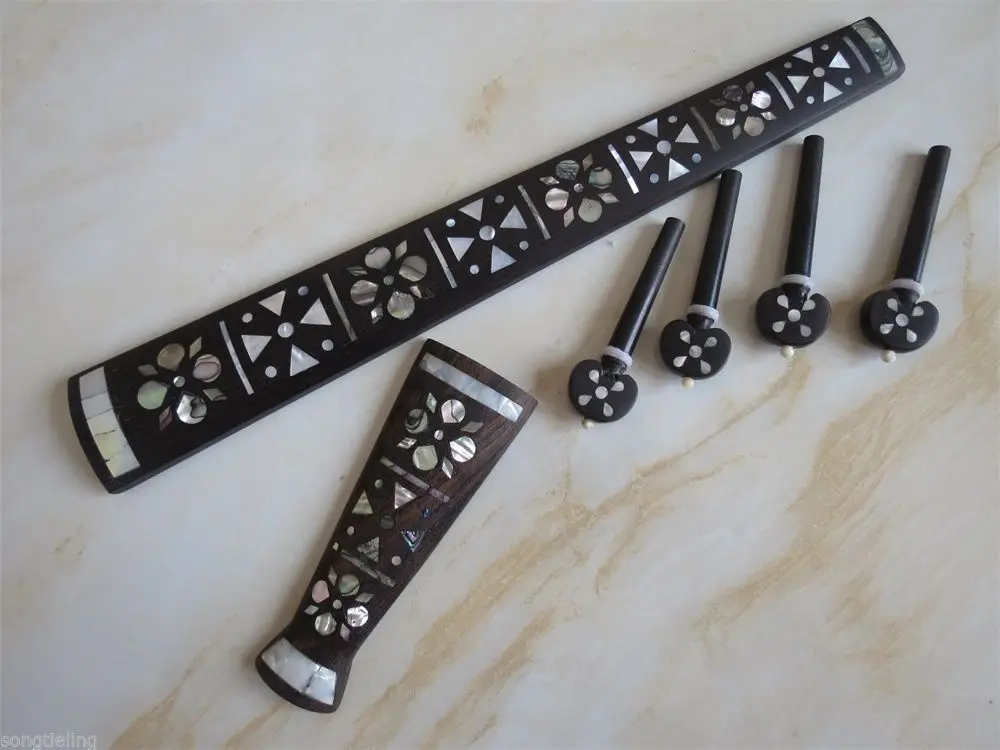 

Natural Mother of Pearl inlaid ebony 4/4 violin tailpiece / fingerboard /peg