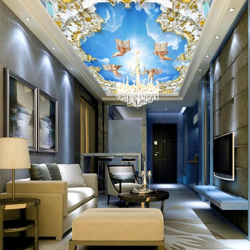 

3d custom modern background wallpaper home decorating wallpaper living room european cupid ceiling background large wall mural
