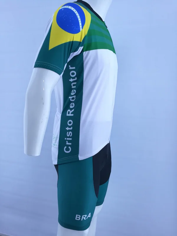 Длинные Ао Бразилия Команда Лето с коротким рукавом мужские велосипедные облачения Велоспорт Майки Устанавливает Quick-dry дышащий Bib лайкра