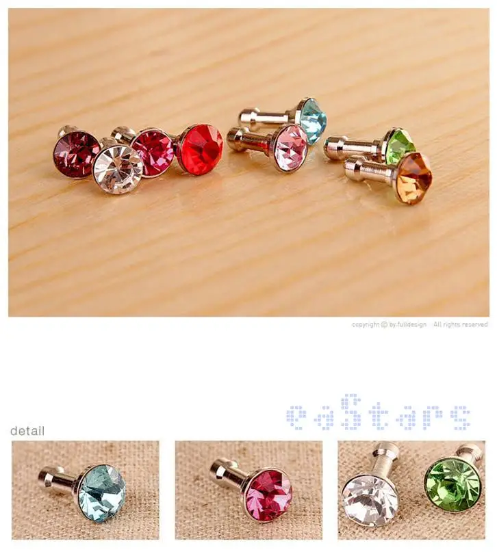 

1xMagnetic Crystal Diamond 3.5mm Earphone Jack Dust proof Cap Plug Stopper phone plugs