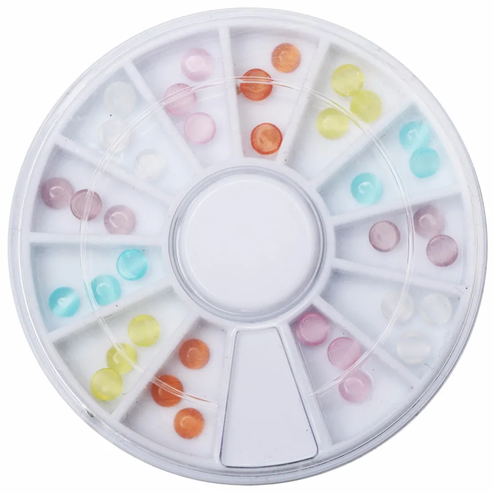 

1Box(36Pcs) Mixed Cat's Eye Beads For Needlework FlatBack Cabochon Scrapbook Decoration Craft DIY Embellishments Accessories