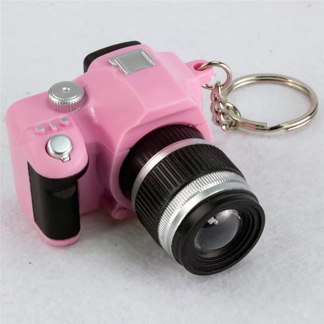 1Pc Mini Creative camera Led keychains With sound Fancy toy LED Flashlight Key chain HOT Key
