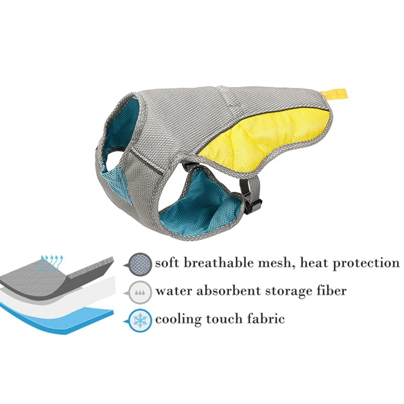 Летний охлаждающий жилет для собак, охлаждающие поводки для собак, регулируемый сетчатый отражающий жилет для домашних животных, жгуты, быстрый выпуск, горячая Прямая поставка