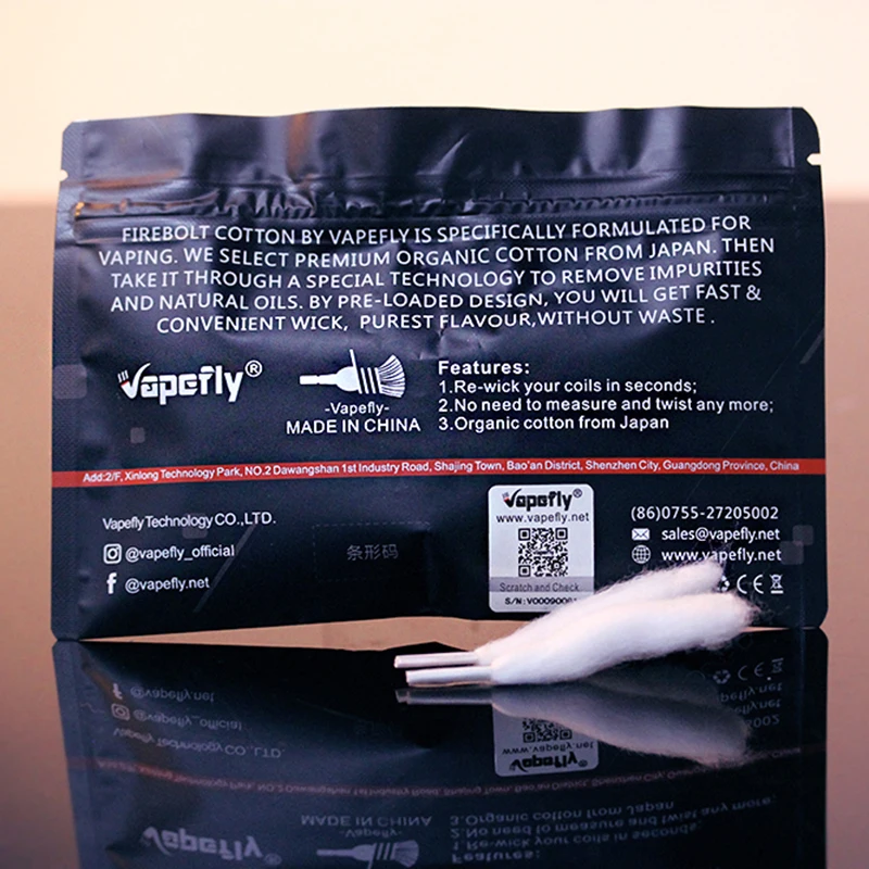20 шт./упак. Vapefly Firebolt сахарной ваты для электронная сигарета Перезаправляемые Атомайзеры емкостью обслуживаемых атомайзеров и дрипок, катушки органического хлопка Vape аксессуары vs облако"