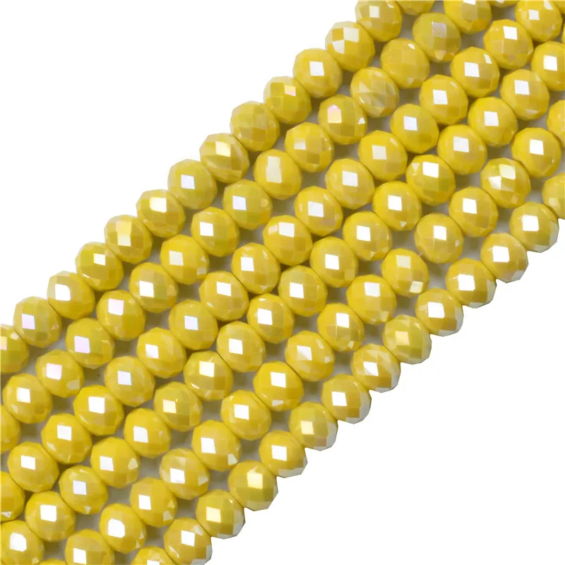 

4 6 8mm Faceted Austrian Crystal Beads Ball Yellow AB Flat Round Rhinestone Loose Beads for Jewelry Making Women Bracelets DIY