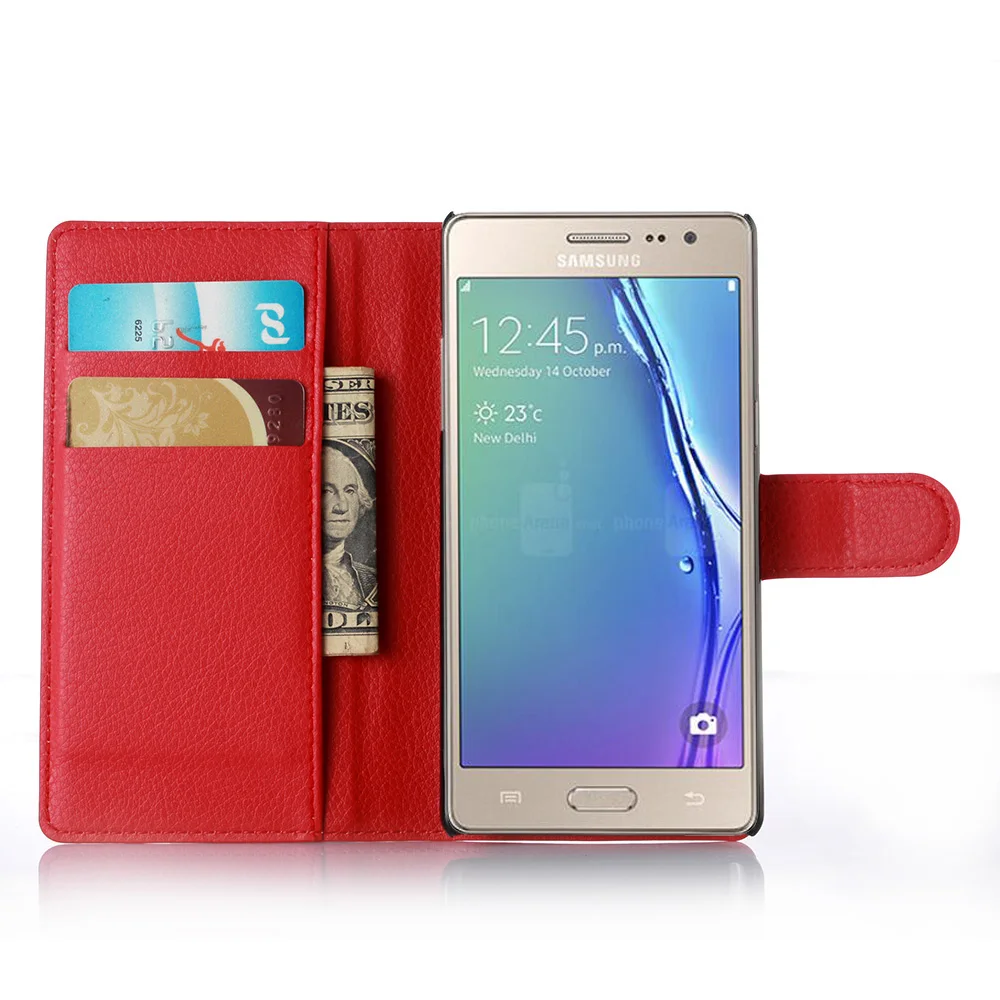 

Fashion Litchi Texture Leather Case for Samsung Tizen Z3 Flip Cover Case Wallet Style Magnetic Protective Shell With Card Slot