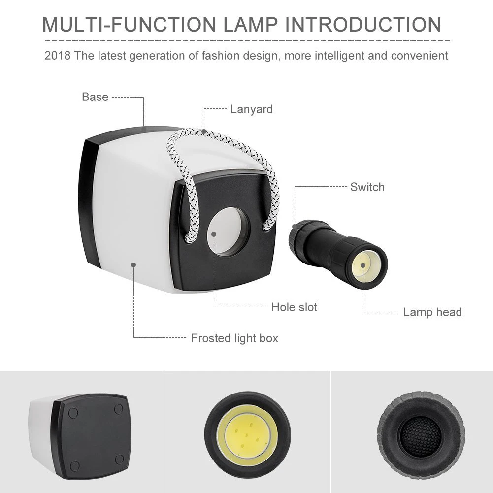 

Portable COB LED Workshop Lamp Camping Lamp Lantern 2 in 1 Multifunction Torch Light JA55