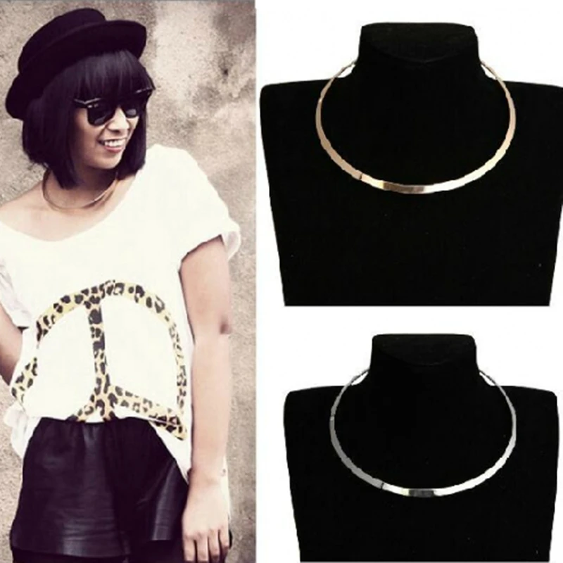 

x272 Punk Style Gold Silver Color Metal Choker Necklace For Women Clavicle Chain Statement Necklace High Quality Dropshipping