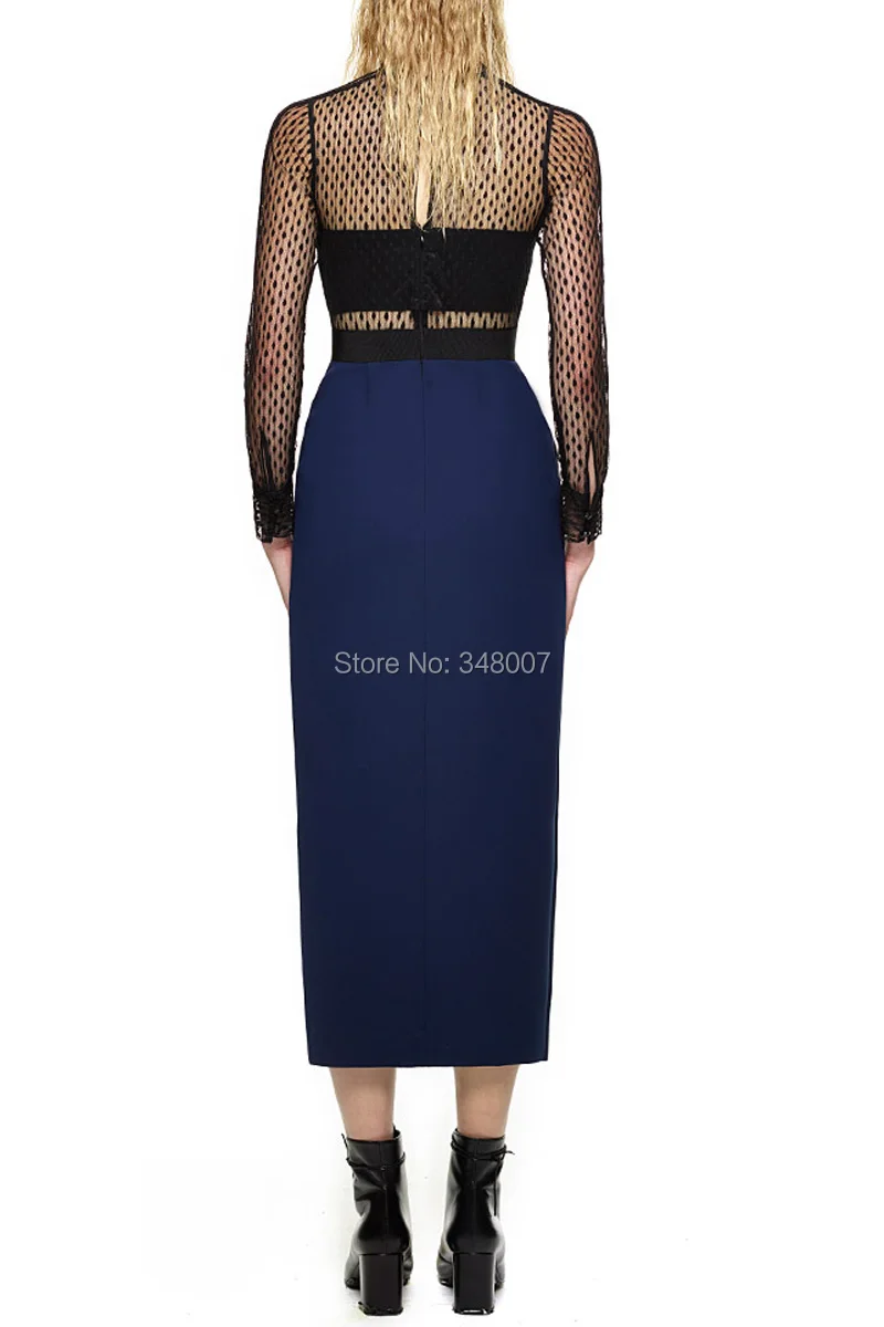 self portrait lace trimmed pencil dress
