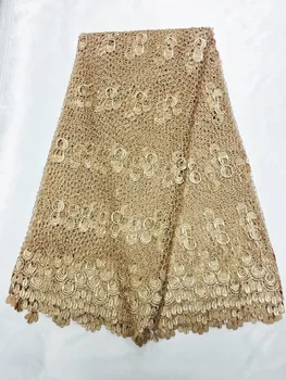 

Free shipping Newest african water soluble cord lace fabric,High quality gold Guipure lace fabric for party dress for women