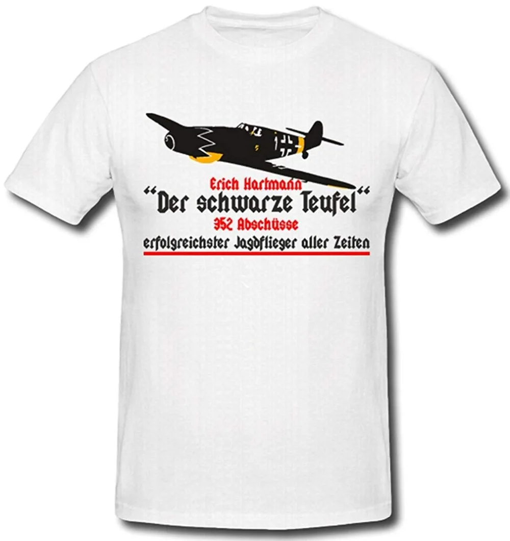 2019 забавная Мужская Футболка Горячая Erich Хартман черный дьявол Jagflieger самолет