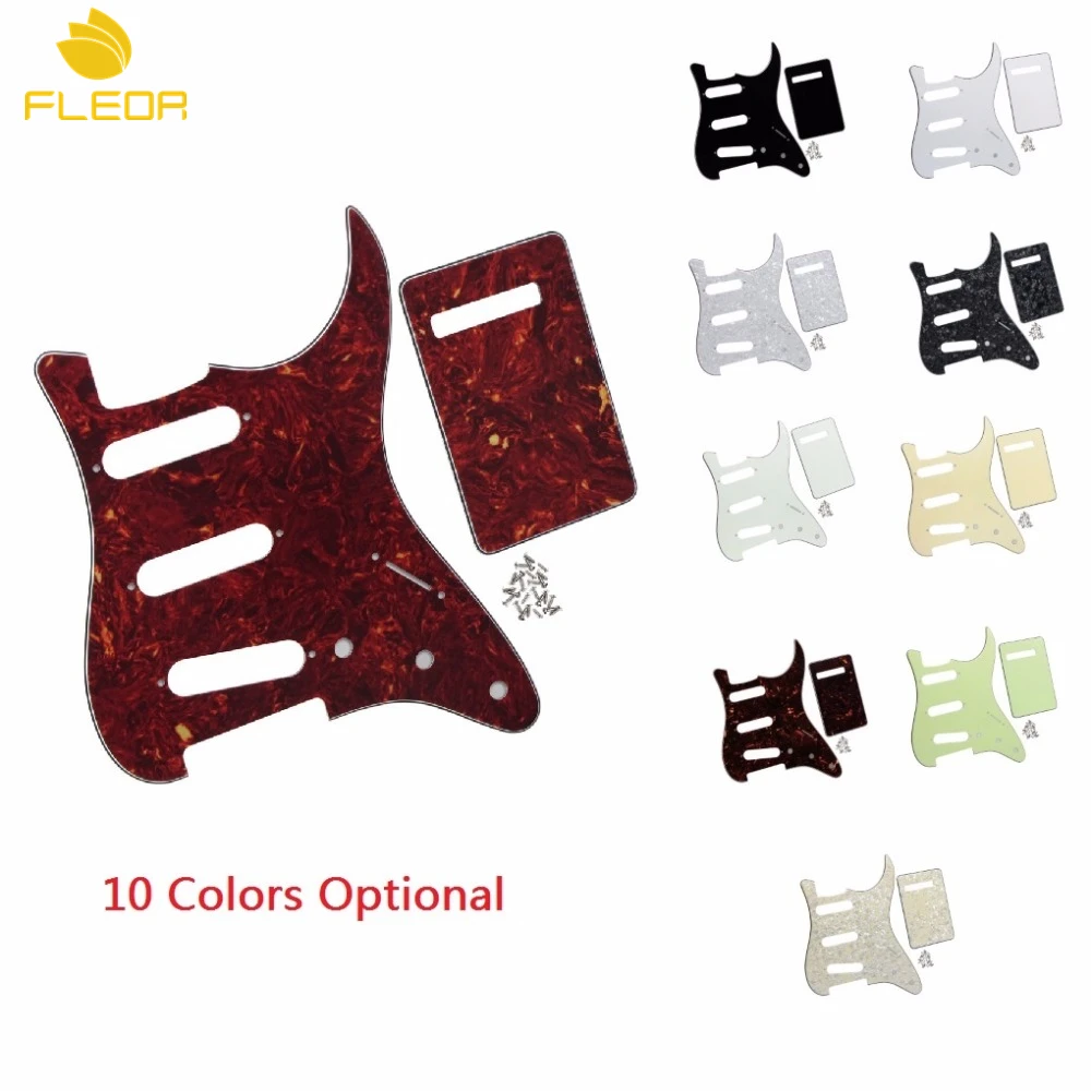 

FLEOR 1 Set of NO Mounting Hole Guitar Pickguard SSS Scratch Plate & Back Plate Tremolo Cover & Screws Guitar Accessories