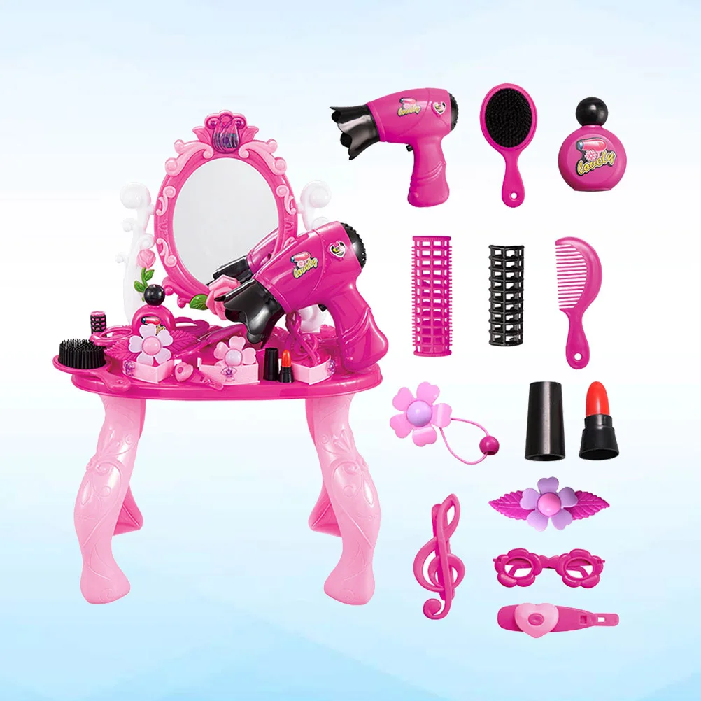 1 Набор, косметическая игрушка, игровой домик, милая розовая игрушка для макияжа, подарок, игрушечный туалетный столик, инструменты для волос для девочек