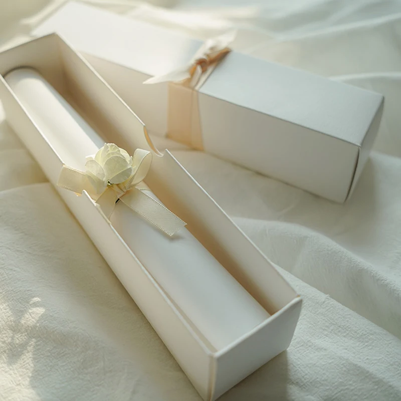  New scrolls design quality soft color invitation scrolls+350g imported texture box for wedding&busi - 32919817328