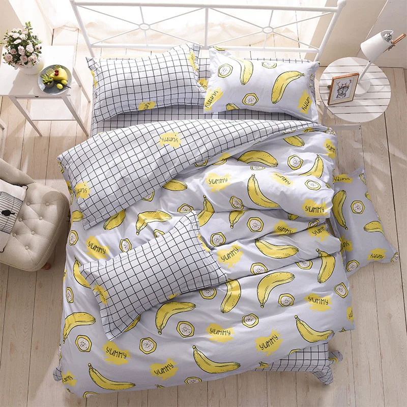 

Wongsbedding Banana Duvet Cover Bedding Set Bed Sheet Single Full Queen King Size 3/4PCS Bedclothes