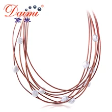 DAIMI 9-10MM שמנמן פרל שרשרת 7 שכבות טבעי לבן הבארוק פרל קולר שרשרת חדש אמיתי פרל תכשיטים(China)