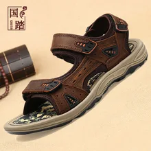 Одежда высшего качества мужские сандалии желтого цвета из натуральной кожи в европейском стиле Стиль мужские сандалии, кожаные сандалии Для мужчин удобная повседневная обувь 9 Цвет 3441