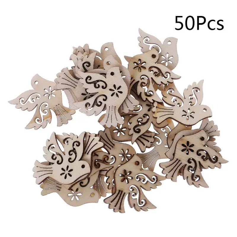 

50pcs Laser Cut Wood Peace Pigeon Embellishment Wooden Shape Handmade DIY Craft Wedding Decor UHJSD