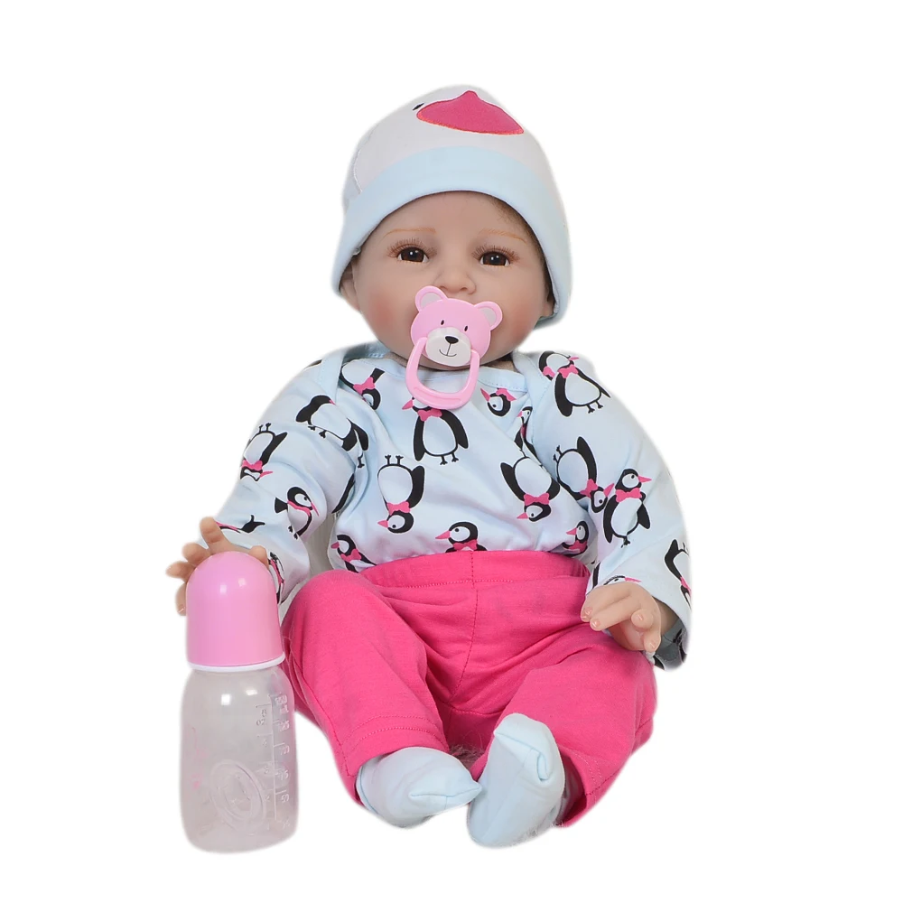 

Fashion 22 Inch Smiling Face Realistic Reborn Doll 55 cm Silicone Vinyl Lifelike Baby Toy Doll For Girls Children Birthday Gifts