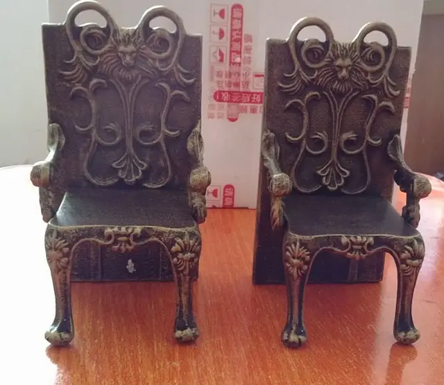 2 Antique Cast Iron Chairs Shape Bookend Book End Stand Quality 2 Antique Cast Iron Chairs Shape Bookend Book End Stand Quality Heavy Metal Home Office Desk - 2 Antique Cast Iron Chairs Shape Bookend Book End Stand Quality
