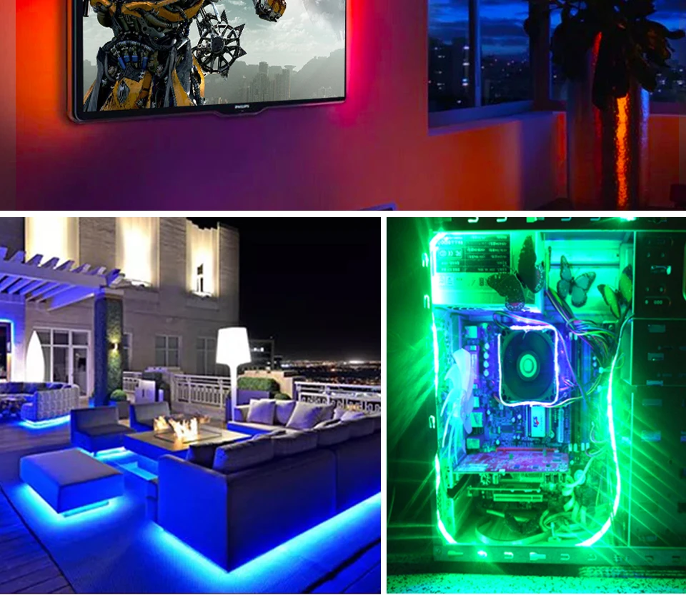2835 SMD RGB USB charger LED Strip light DC 5V USB Cable LED Light Flexible Tape 1M 2M 3M 4M 5M RF IR RGB Remote control (13)