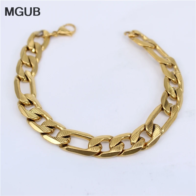 MGUB Рок Панк Большой Браслеты массивные 11 мм золото Цвет ручной цепи для мужчин модные ювелирные изделия Новинка BD44