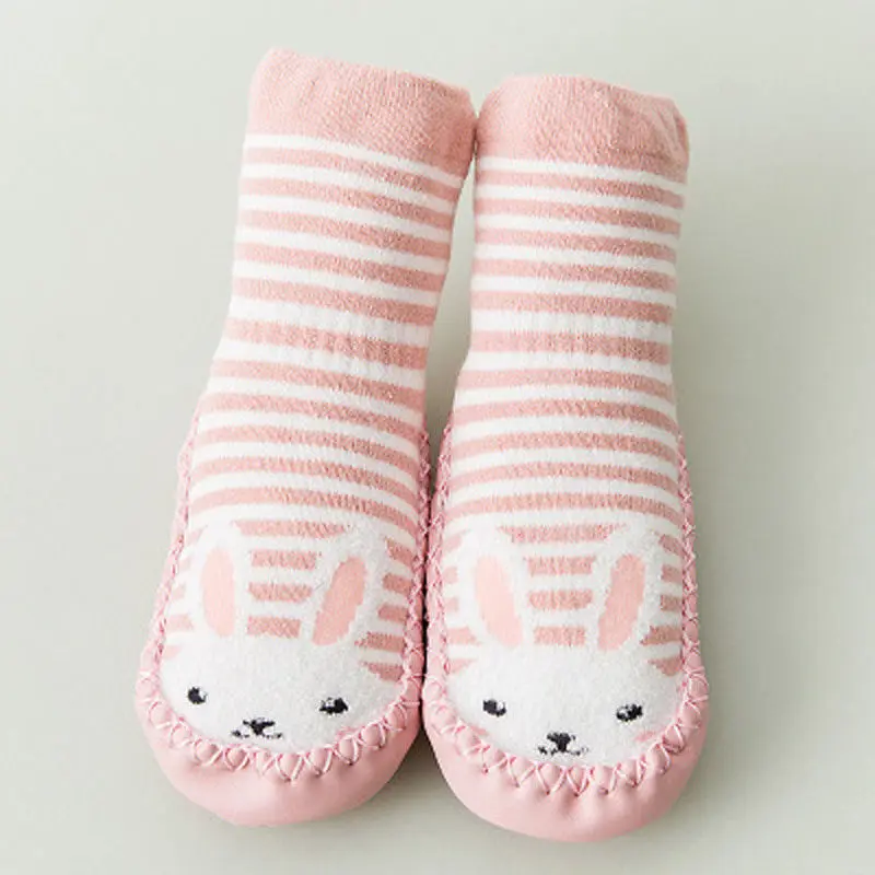 Pudcoco/Новинка г.; брендовые носки с рисунками для маленьких детей; нескользящие носки; ботинки; носки-Тапочки - Цвет: Розовый