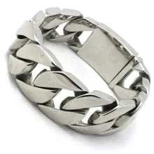 25 mm garantía 100% enorme y gruesa pulsera de plata de los brazaletes polaco hombres Biker Chain acero inoxidable