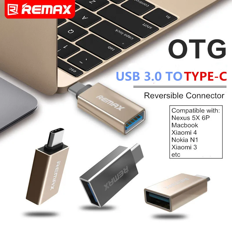 REMAX телефон OTG TYPE-C USB 3,0 TYPE C адаптер мини разъем 3A Быстрая зарядка otg usb флэш-накопитель для Macbook Xiaomi Mi5 Mi6