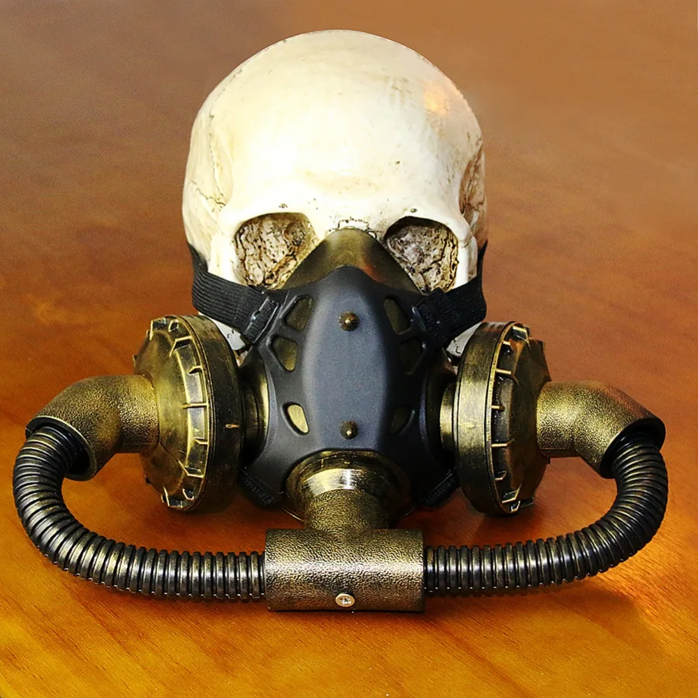 

Retro Bronze / Black Rubber Gothic Steampunk Pipeline Gas Mask Men & Women Cosplay Anime Halloween Party Mask